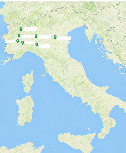 Carte des communes italiennes où Inicio a sécurisé des projets